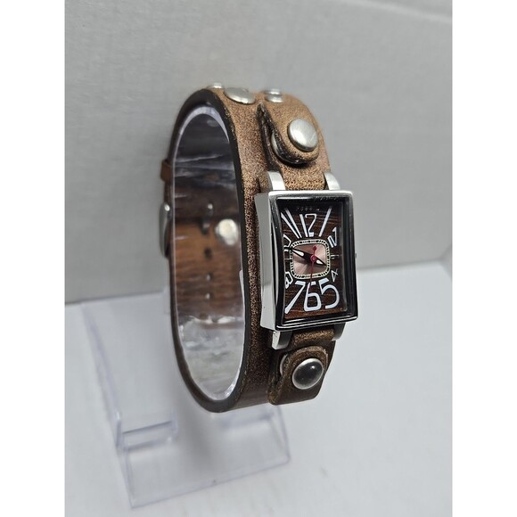 Fossil JR 9493 Womens Brown Leather Cuff Analog Watch New Battery Vintage Retro - Picture 3 of 13